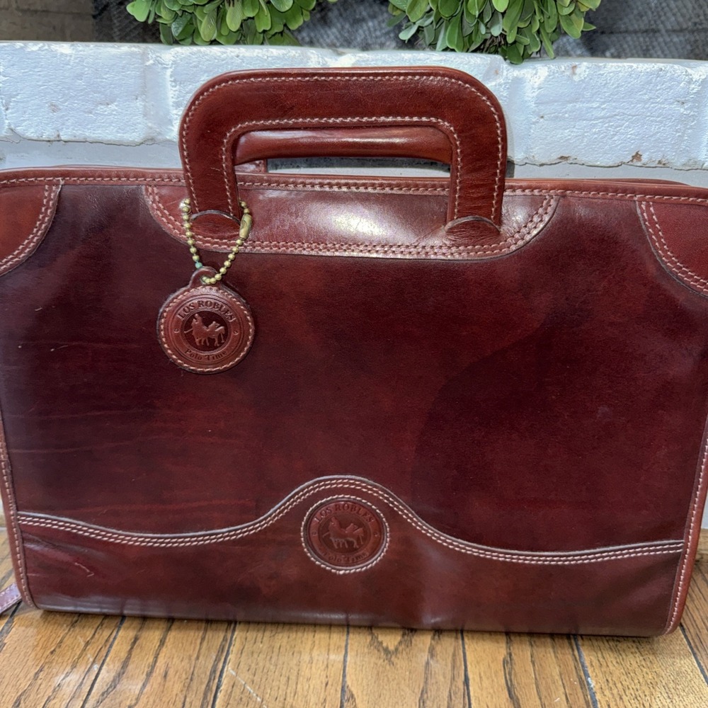 LOS ROBLES POLO TIME Leather Briefcase Zip Around New Argentina 12"x 16 3/4".